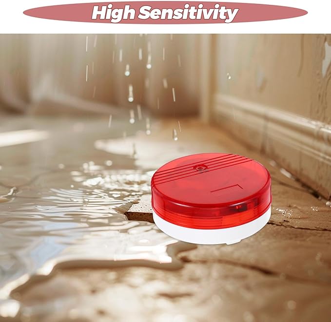 Water Leak Detector Waterproof Water Leak Warning Sensor with LED Indicator for Home Basement Bathroom Kitchen Flood Detection