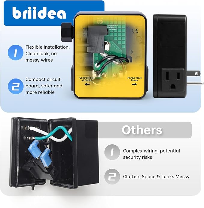 Garbage Disposal Air Switch Kit Dual Outlet Sink Top Waste Disposal Stainless Steel Brushed Nickel On/Off Air Button Food and Waste Disposals Part by Briidea, UL Listed