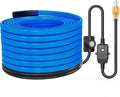 Heat Tape for Water Pipes with Thermostat & GFCI, Energy-Saving Pipe Heating Cable, Prevents Freezing, Works at -22℉, 30FT Blue, UL ETL Listed 120V