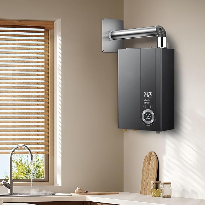 Vent Kit 3.15-inch stainless steel ventilation wall sleeve, extendable, for indoor gas tankless water heaters，for ventilation pipes under 3 inches.