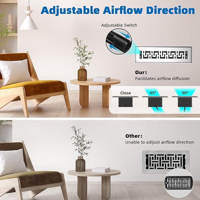 3 Pack Floor Register 2x12 Inches - Heavy Duty Walkable Steel Decorative Vent Covers for Home Floor Air Floor Vents Register Easy Adjust Air Flow with Scratch Resistant Finish