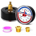MEANLIN MEASURE 0-160Psi Thermal Pressure Gauge,0-250℉ 1/4" NPT 2.5" FACE DIAL, Boiler Temperature Pressure Gauge with Reset Pointer, with 1/2" NPT and 3/8" NPT Hex Bushing, Back Mount