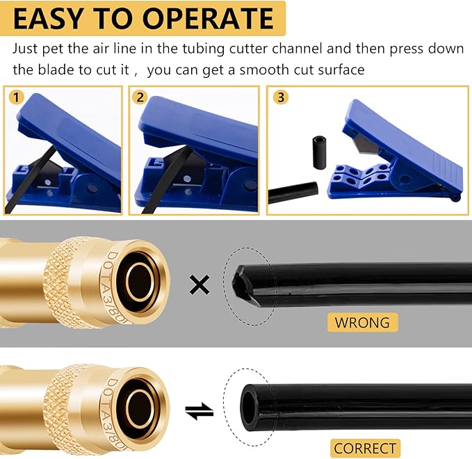 Air Brake Line Fittings,3/8" DOT Air Fittings Brass Push in Fitting, Push to Connect Union Fittings, Air Brake Union 3/8" Tube OD for Trucks Trailers Use and Industria Workshops (4 PCS)