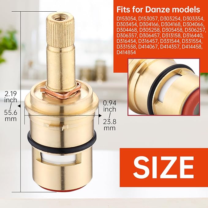 Faucet cartridge replacement compatible with DA507071W Ceramic Disc Cartridge Round Stem-Hot
