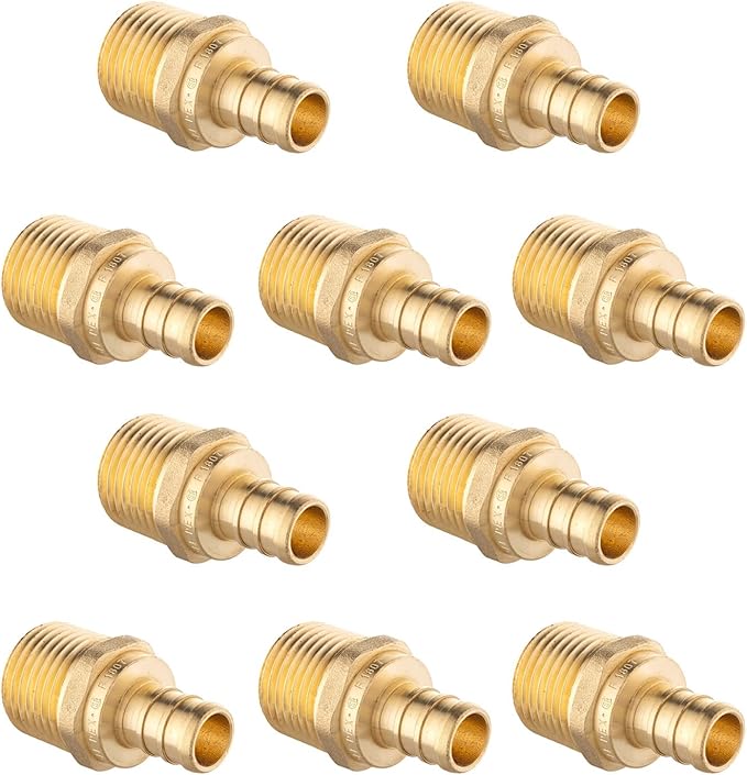 10-Pack Barb Crimp PEX 1/2" x 1/2" NPT Male Threaded Adapter For Pex Tubing Connecting Male Threaded Pipe (10)(PEX1807266)