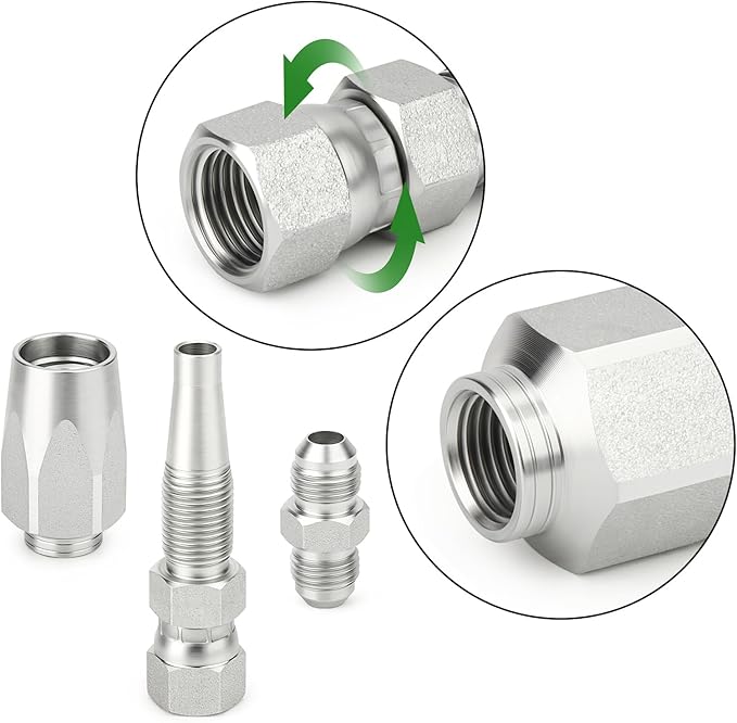 TAISHER 2PCS Hydraulic Hose Repair Kit 1/2" Reusable Fittings, 2-Wire Size #08 Field Repair Kit