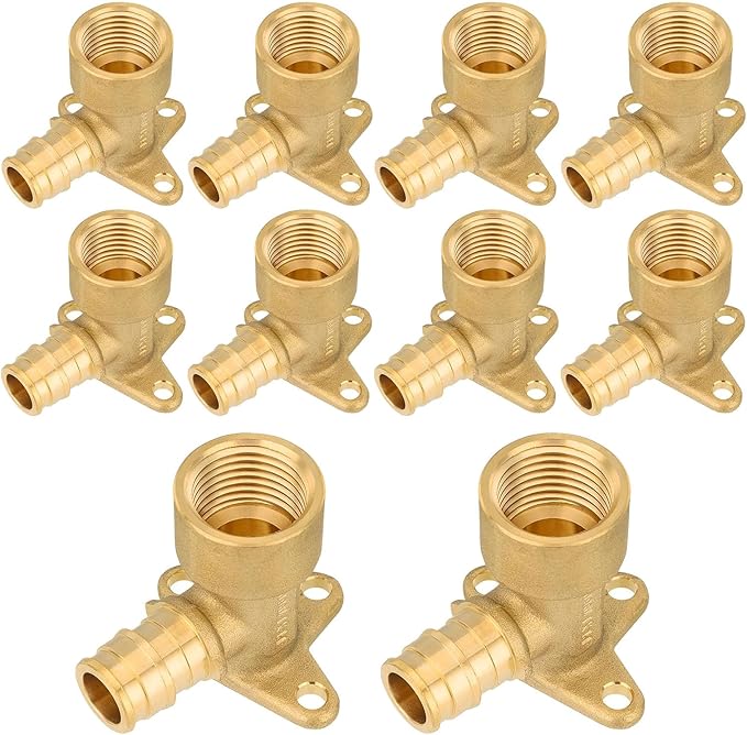 (10-Pack) Seelink PEX-A Expansion Fittings, PEX-A 1/2" x 1/2" Female NPT Drop Ear Elbow, Brass Expansion Pipe Fittings, ASTM F1960