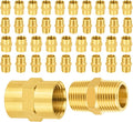 40-PCs HeSun Brass Pipe Fittings Combo, 20-PCs 3/8" NPT Male + 20-PCs 3/8" NPT Female Hex Nipple Adapter