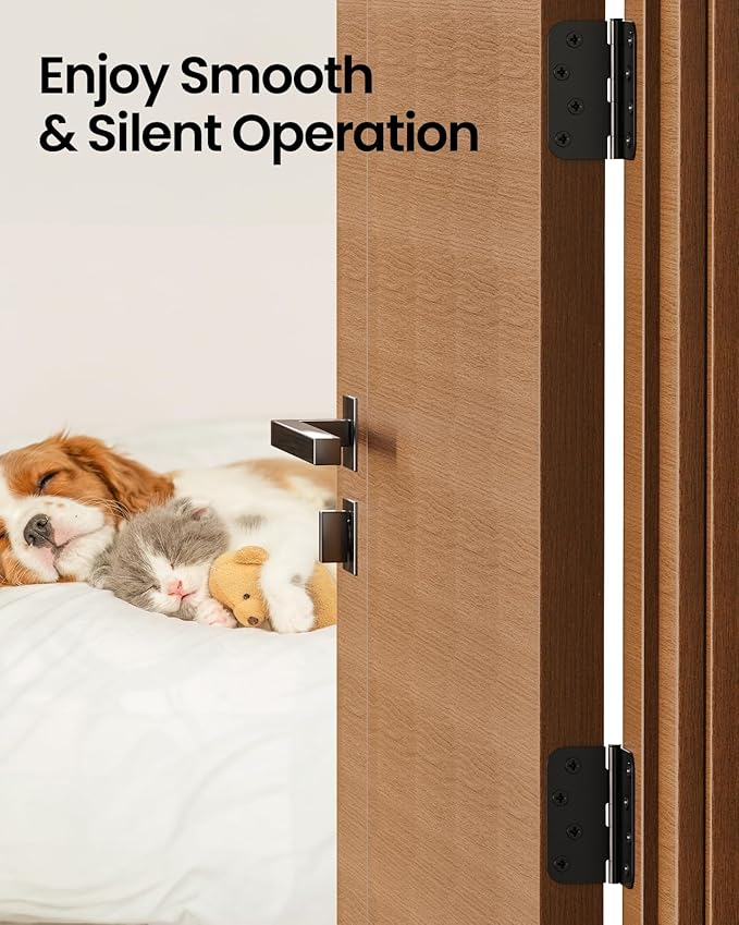 Matte Black Door Hinges - 24 Pack Black Door Hinge 4 Inch Rounded Interior Hinges with 5/8" Radius - Heavy Duty Exterior Door Hinges 4 in x 4 in Front Door Hinge Residential