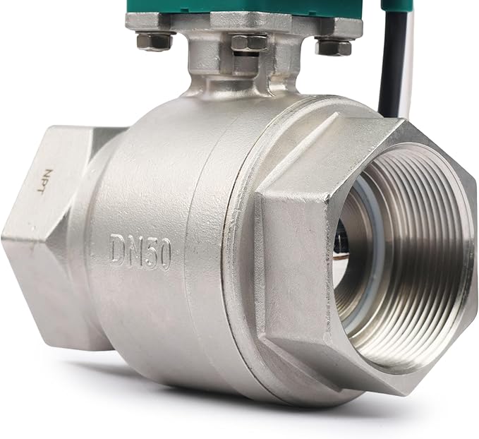 U.S. Solid 2" Motorized Ball Valve with US Plug 110VAC Stainless Steel Electrical Ball Valve,Auto Return, Normally Closed, IP65