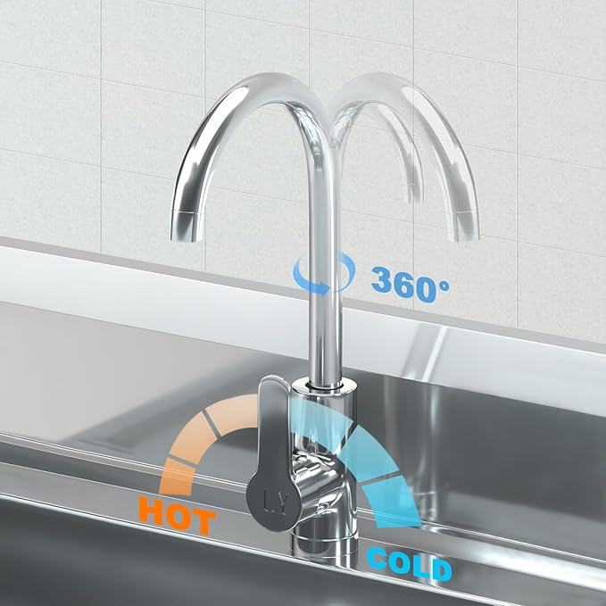 Utility Sink Freestanding Single Bowl Laundry Sink with Hot and Cold Water Plumbing Stainless Steel Sink for Kitchen and Bathroom Farmhouse Style