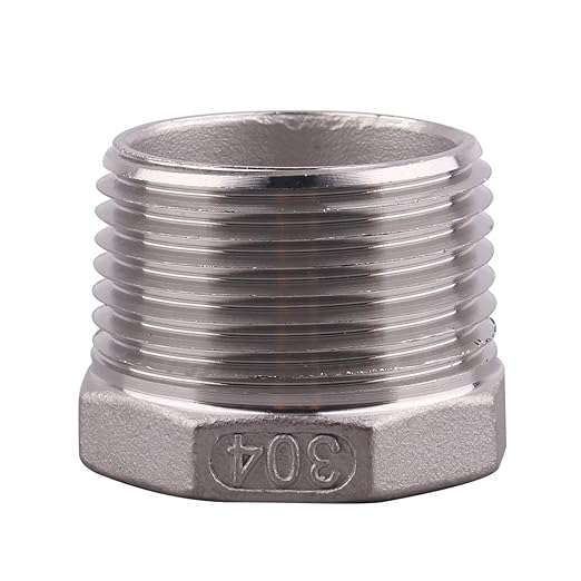 Reducer Hex Bushing 1" NPT Male 1/2" NPT Female Stainless Steel Reducing Flush Adapter Cast Pipe Fitting
