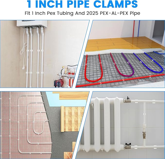 SDTC Tech 30 Pack 1 Inch PEX Pipe Clamp Clip, 25 mm U Hook PEX Tubing Clamps Hangers PVC Water Pipe Support Holder Bracket Socket, White Plastic Clips Hangers (Fasteners Included)