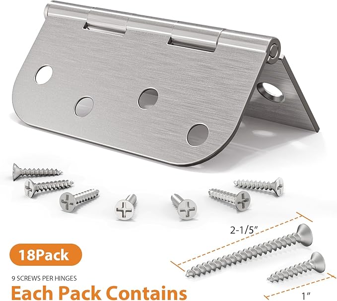 18 Pack Brushed Nickel Door Hinges, 4 Inch Exterior Door Hinges with Square & 5/8" Radius, 4 in Satin Nickel Heavy Duty Residential Front and Back Hinges, Removable Pin & No Squeaks