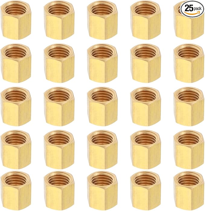 LTWFITTING 1/8-Inch Brass Compression Nut,Brass Compression Fitting(Pack of 25)