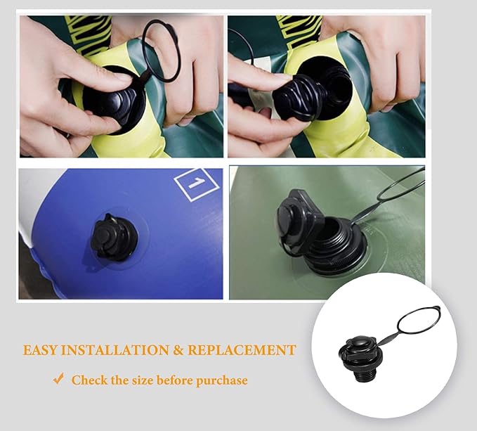 2PCS Inflatable Boat Air Valve, Kayak Raft Plug Replacement, Inflatable Boat Spiral Air Plug, Air Mattress Plug Replacement, Air Valve Replacement for Inflatable Boat Rubber Dinghy Pool Airbeds