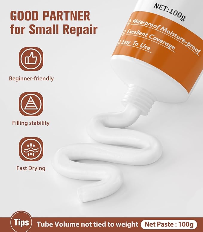 Spackle Wall Repair Kit,Drywall Repair Patch Kit,Simple Small Wall Hole Filler＆Efficient Crack Repair,3 Pack Wall Putty Paste,Plaster Ceiling Repair,Apartment Friendly