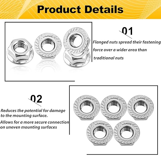 M8 Serrated Flange Hex Nuts, M8-1.25mm Hexagon Flange Nuts, 304 Stainless Steel, Metric Nuts Fasteners, Heavy Duty Replacement Nut with Plastic Case for DIY Home Mechanism, 30 Pack