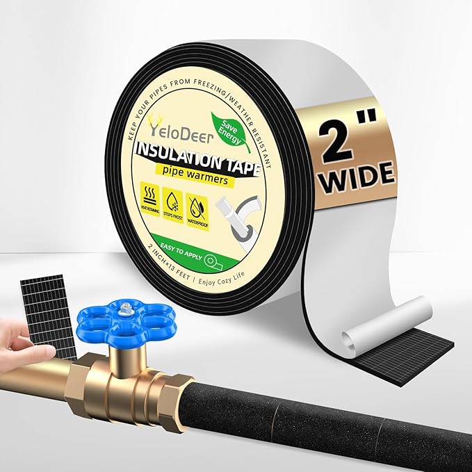 Pipe Insulation Wrap, 2 in X 13 Ft Foam Insulation Tape Self Adhesive Heat Tape for Water Pipes, Outdoor AC Line Pipes Winter Freeze Protection