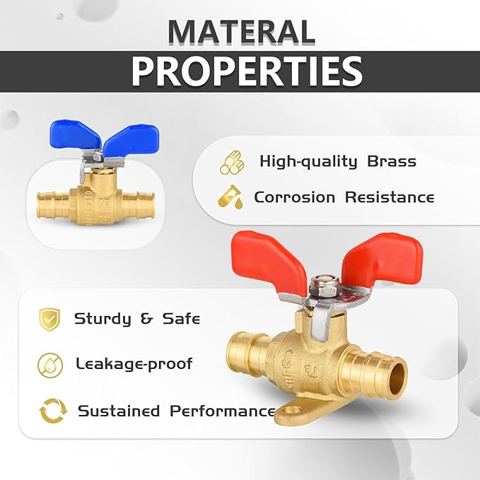 30 Pack Foskan PEX-A Expansion Drop Ear Ball Valve, 3/4" Full Port Shut-off Valve with Blue or Red Butterfly Handle for PEX-A Pipe Connection