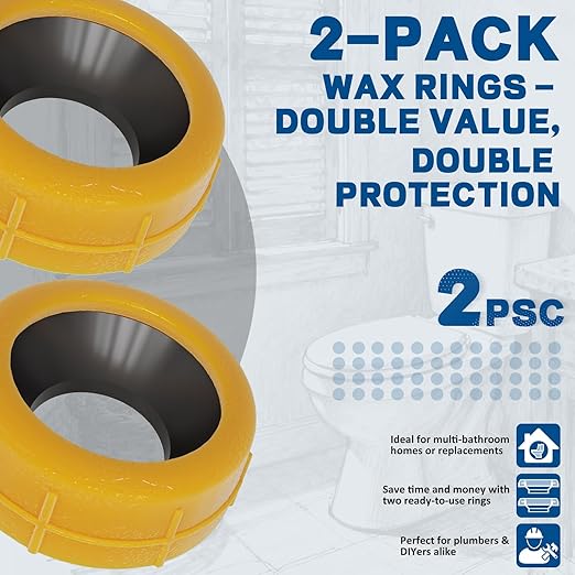 NEEXAN 2-Pack Extra-Thick Toilet Wax Ring Replacement Kit with Installation Hardware – Toilet Wax Ring for 3-Inch and 4-Inch Drains