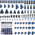 94 Pcs Quick Connect Air Line Fittings Kit Pneumatic Push Lock Air Fittings 1/8",1/4",3/8" Push to Connect & NPT Thread Air Hose Fittings Quick Release Airline Fitting Kit