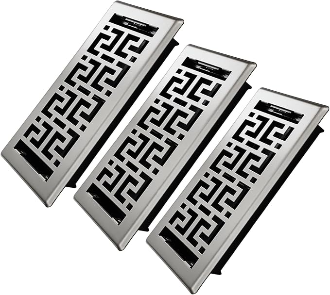 Floor Register 4x10 Inches - 3 Pack Heavy Duty Walkable Steel Floor Vents Easy Adjust Air Supply Lever Decorative Floor Vent Covers for Home Floor/Room/Sidewalk