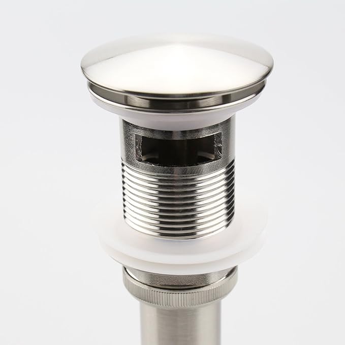 Brushed Nickel Pop Up Sink Drain with Overflow, Bathroom Faucet Vessel Sink Drain Stopper