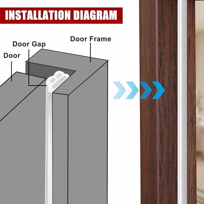 40FT Rubber Weather Stripping Door Seal, Self Adhesive Door Insulation Strip, Block Drafts, Multi-Layer Soundproof, Weatherstripping for Door Frame and Windows (Black)