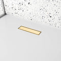 12 inch Linear Shower Drain with Removable Square Hole Panel by Using Brushed 304 Stainless Steel Process, Linear Drain Equipped with Adjustable Feet and Hair Strainer(Brushed Gold Color)