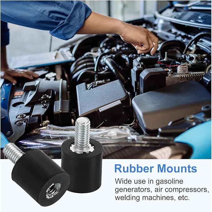 uxcell M3 Rubber Mounts, 4Pcs 8x8mm(DxH) Rubber Cylindrical Anti Vibration Isolator Shock Absorber with Lock Nut for Car Bobbin Generator Air Compressors