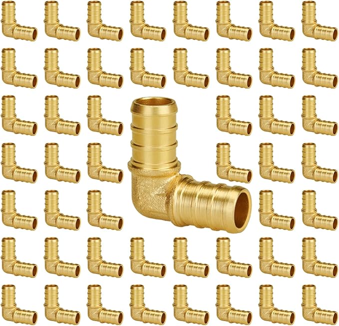 SUNGATOR 50-Pack 1/2" Pex 90 Degree Elbow, Pex Fittings 1/2 Inch, No Lead Brass, NSF, UPC Certified