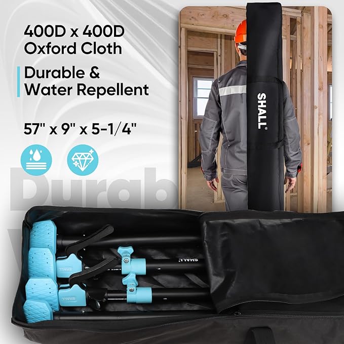 SHALL Cabinet Jack Support Pole, 54-114 in Steel Telescopic Quick Support System Rod, Adjustable 3rd Hand Tool with 154lbs Capacity for Lifting Drywall Cabinet Cargo Bars, 2 Pack w/Storage Bag