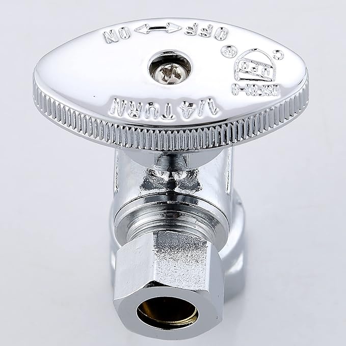 (2-Pack) Cyrret Angle Stop Shut off Valve 1/4 Quarter Turn 1/2-Inch FIP Inlet X 3/8-Inch OD Outlet, No Lead Brass Chromed, CUPC NSF AB1953 Approved