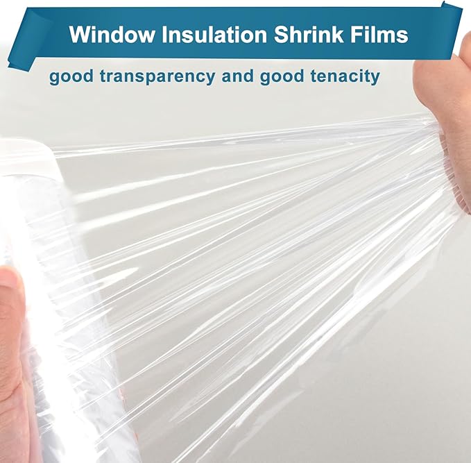 Window Insulation Kit for Winter Fits up to 10 Windows, Plastic Window Winterizing Seal Kit 63 Inch×32 Ft with Double-Sided Tape, Heavy Duty Rolled Shrink Film Easy Installation, Clear
