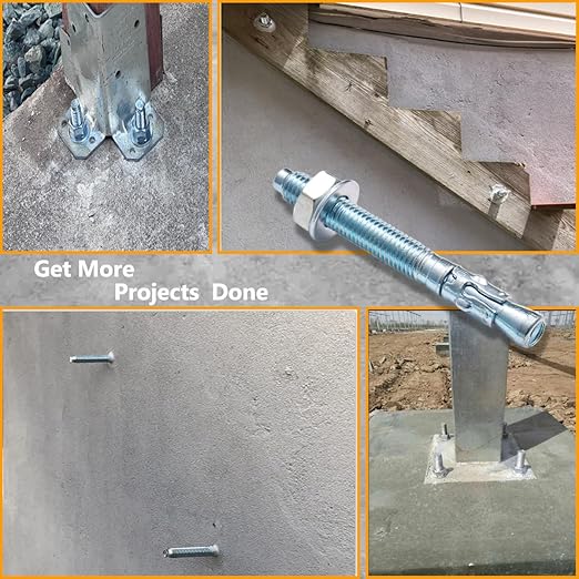 30 Pcs M10x100mm Zinc-Coated Wedge Anchors with Brick Anchors Perfect for Heavy Duty Drywall & Asphalt Anchors Installation