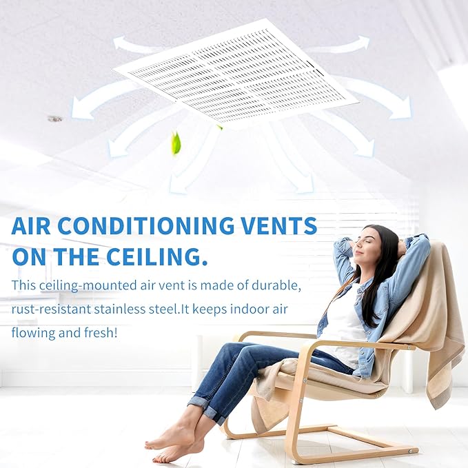 18x8 Vent Register [Duct Opening], Vent Covers for Home Ceiling, Two-Way Ventilation Register, Adjustable Solid Steel Wall Register Vent Cover (18"W x 8"H [Duct Opening])