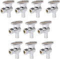 Angle Stop Valve,1/2 Inch Pex X 3/8 Inch OD Compression Angle Shut-off Valve with 1/4 Turn on/off (Pack of 10,ASTM F1807)(VALVE076-10Pack)