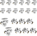 20-Pack Foskan Dual Outlet Angle Stop Valve,1/4 Turn Shut off Valve,1/2" FIP x 3/8" OD x 3/8" OD,Chrome Plated Brass