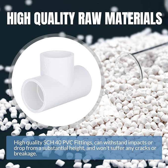 20-Packs 1/2 inch Tee PVC Fitting 3 Way Furniture Grade Pipe Elbow Connector for DIY PVC Shelf Greenhouse Pipe Fittings