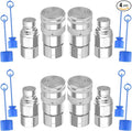 1/2’’ NPT Flat Face Hydraulic Quick Connect Couplers/Couplings with Dust Caps, The Universal Bobcat Flat Face Quick Connect Fittings with with 1/2’’ Body ISO 16028 Standard-4Set