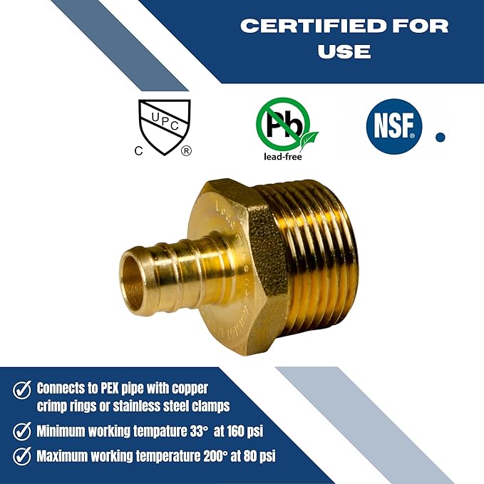 XFITTING 1/2 inch Pex x 3/4 inch Male NPT Adapter, 24-4-4=10X, 10 Pieces