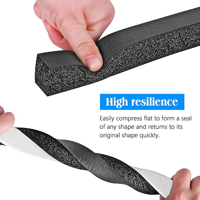 Foam Strips with Adhesive, 2 Inch Wide X 1/2 Inch Thick, Neoprene Weather Stripping High Density Foam Closed Cell Tape Seal for Doors and Windows Insulation, Total 6.5 Feet Long