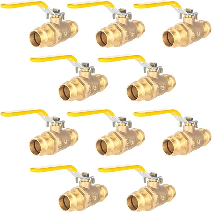 3/4-Inch Copper Press X Press Ball Valve for Copper Tubing,Brass Full Port Water Stop Shut Off Ball Valve,1/4 Turn with EPDM O-ring(Pack of 10)(VALVE243-10Pack)