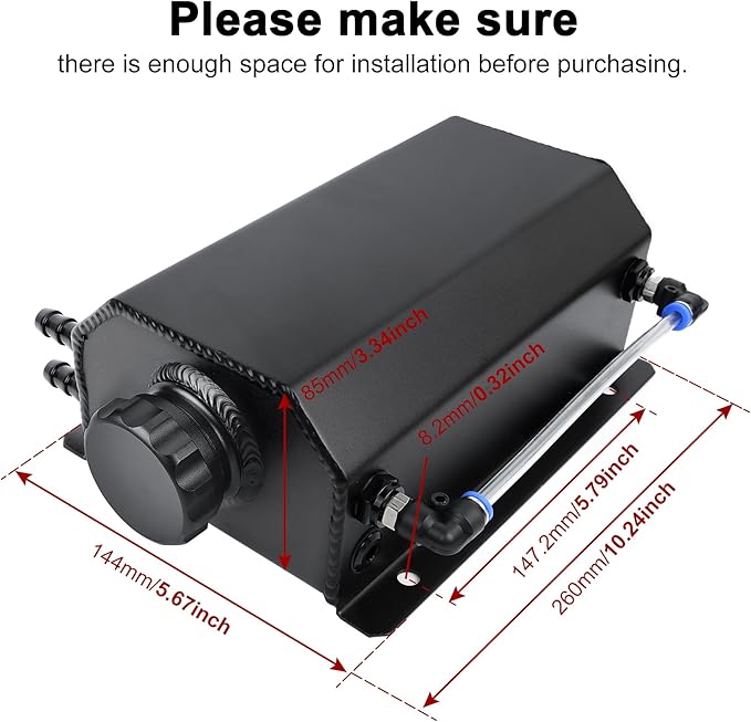 EVIL ENERGY Radiator Coolant Overflow Tank, Coolant Recovery Tank Aluminum 2L Black