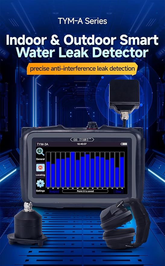 TYM-3A Water Leak Detector, Al-Assisted Under Slab Water Leak Detector, Multiple Sensor Options Water Leak Finder Underground