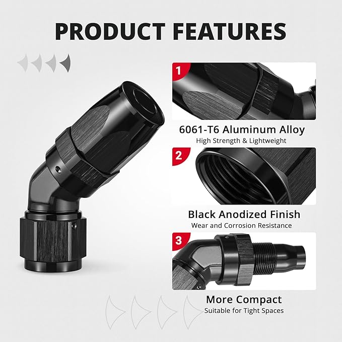 EVIL ENERGY 10AN Hose End Fitting 45 Degree Swivel Low Profile Forged Aluminum for CPE Braided Line