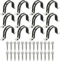PATIKIL 12Pcs Pipe Clamps, 2-3/16 Inch 304 Stainless Steel Rubber Cushioned U Bracket Conduit Clamps Pipe Strap Wire Clips with Hexagonal Screw for Tube Hose Cord Installation, 55mm