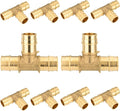 10-Pack HeSun PEX-A Expansion Fitting, 1/2 Inch Brass Pex Expansion Tee, 1/2"x1/2"x1/2" Tee,ASTM F1960(PEX1960041)