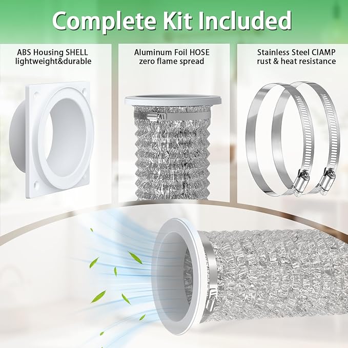 Magnetic Dryer Vent Connector -Quick Connect Coupling,ABS Rust-Proof Housing,Airtight 4" Kit for Tight Spaces-Laundry Room,Closet,Apartment-Quick Snap Installation,Easy Clean